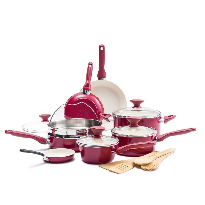 GreenPan Rio 16pc Non Stick Cookware Set Red