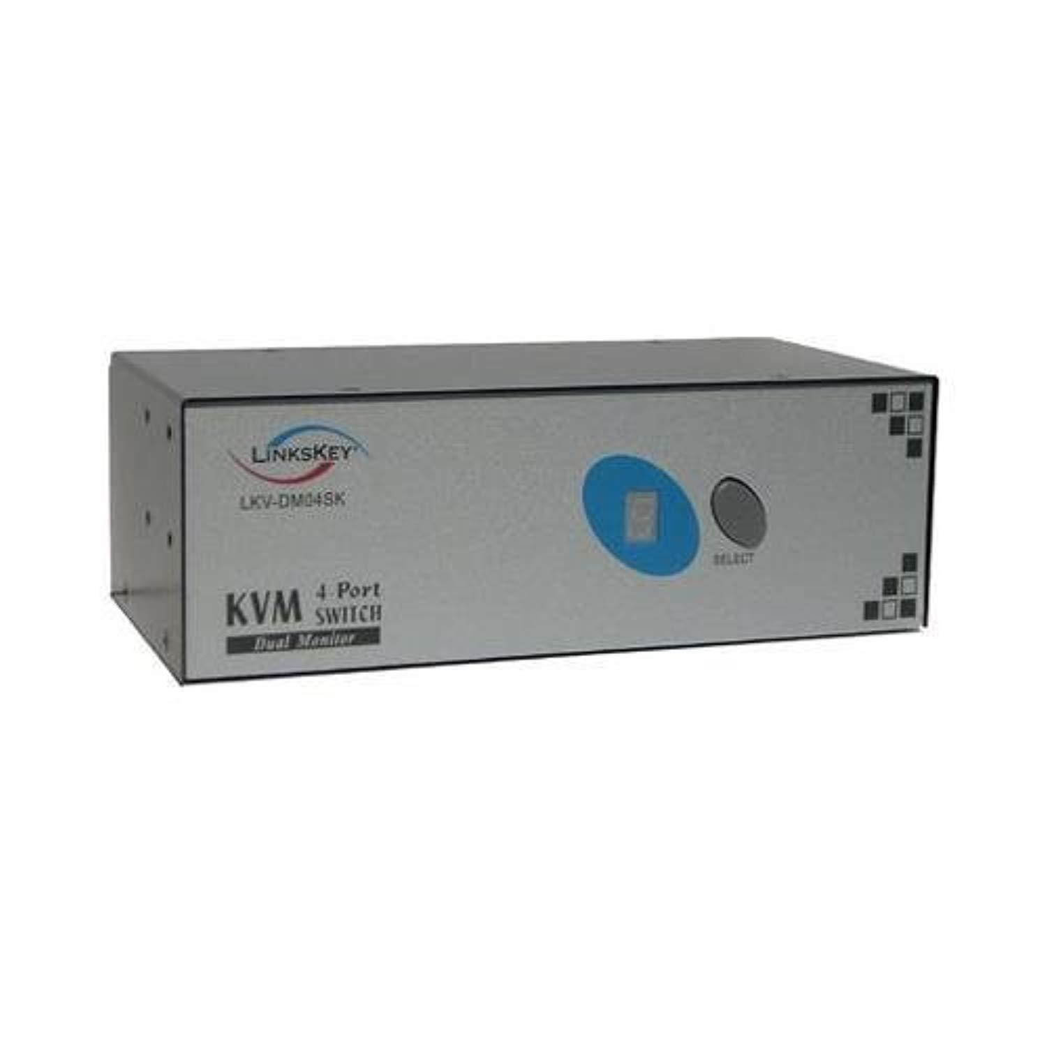 linkskey lkv-dm04sk 4-port dual monitor kvm switch w/ cables