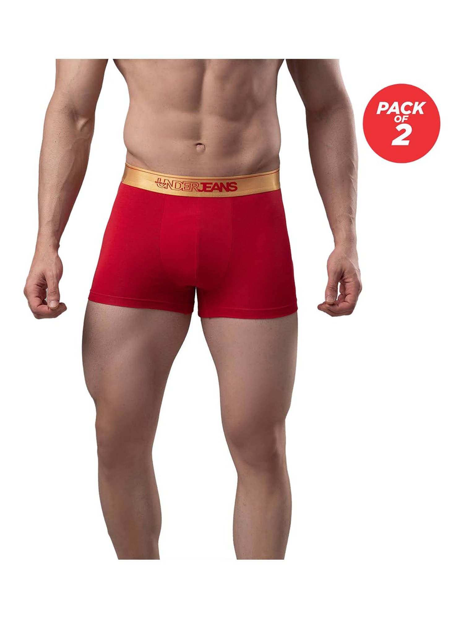 UnderJeans by Spykar Red Trunks - Pack of 2