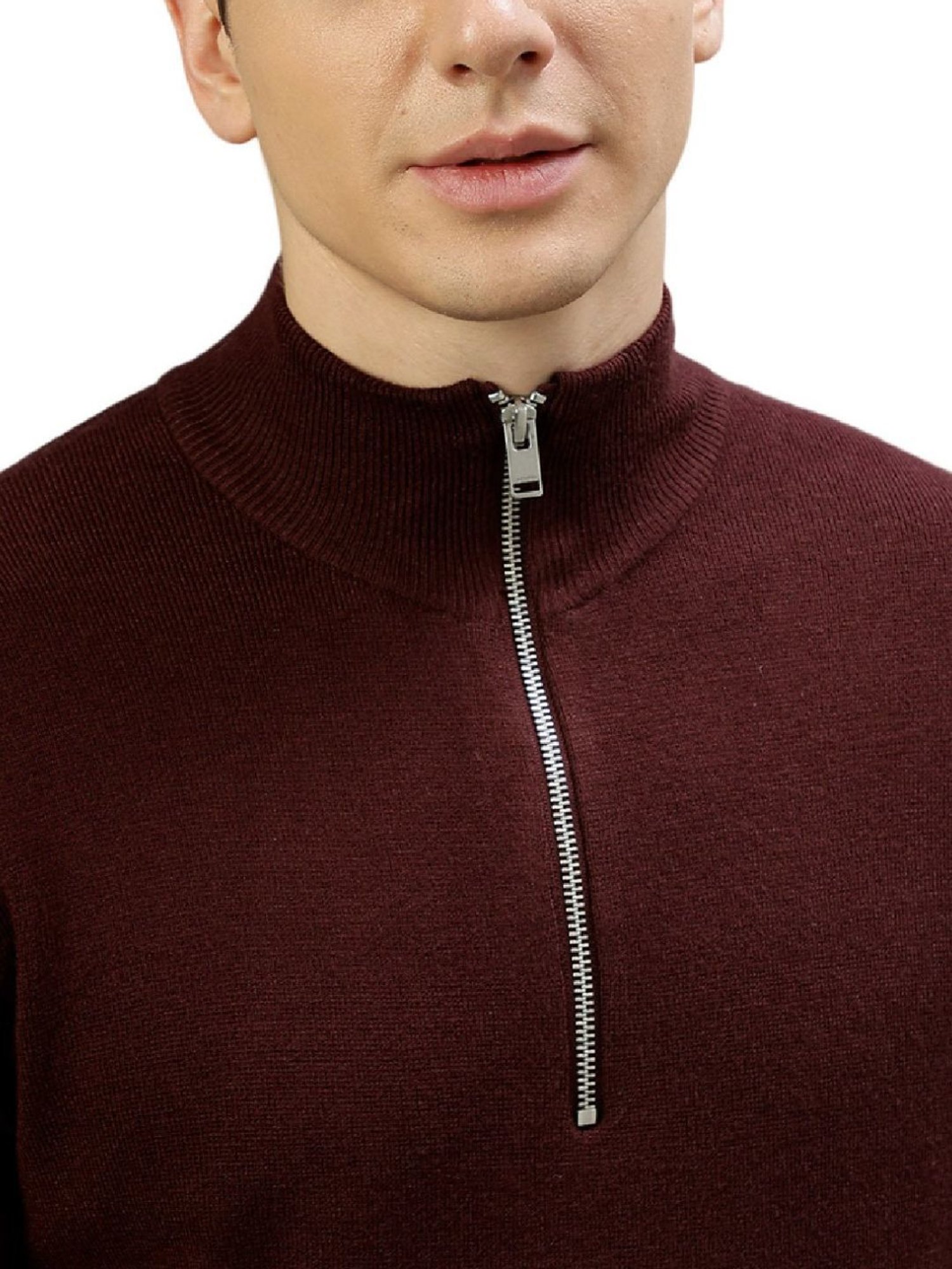 Lindbergh Maroon Regular Fit Sweaters