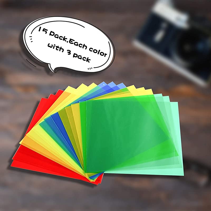 Pack Colored Overlays Transparency Color Film Plastic Sheets Transparent Color Correction Lighting Gel Filter78 by 78 Inch5 Colors 78 by 78in