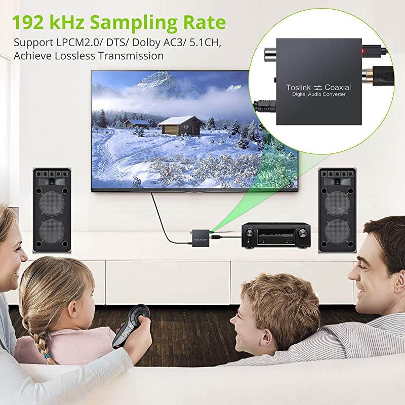 DAC Optical SPDIF Toslink to Coaxial and Coaxial to Optical SPDIF Toslink Biderectional Swither SPDIF Coaxial and Toslink Optical Splitter with 1m Optical Cable and USB Cable