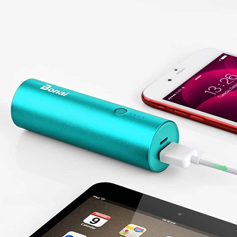 Portable Charger  Power Bank 5000mAh UltraCompactAluminumTravel Slim External Backup Battery Pack HighSpeed Output Compatible iPhoneiPadiPodSamsung MintCharging Cable Included