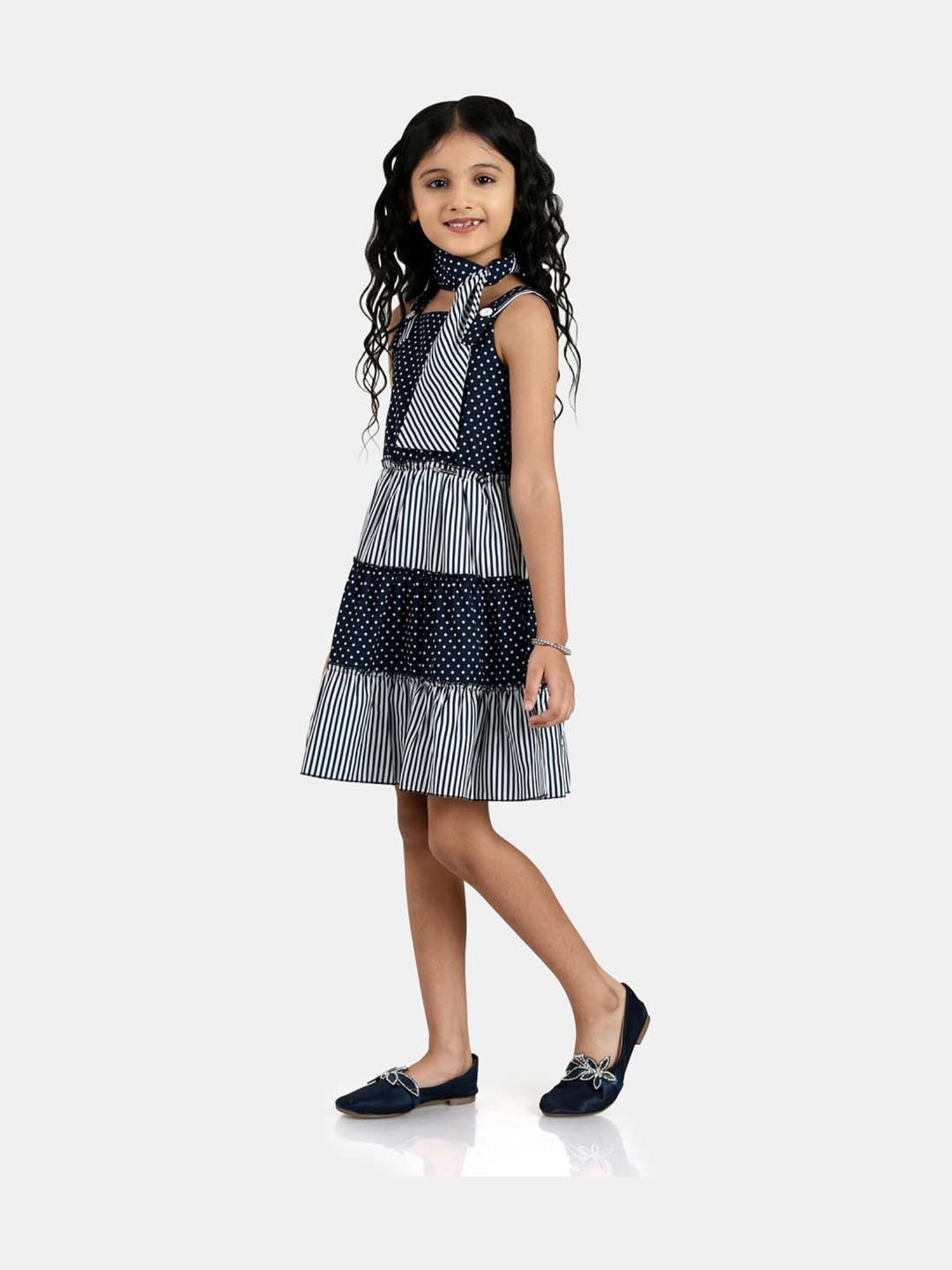 Peppermint Kids Navy Printed Dress