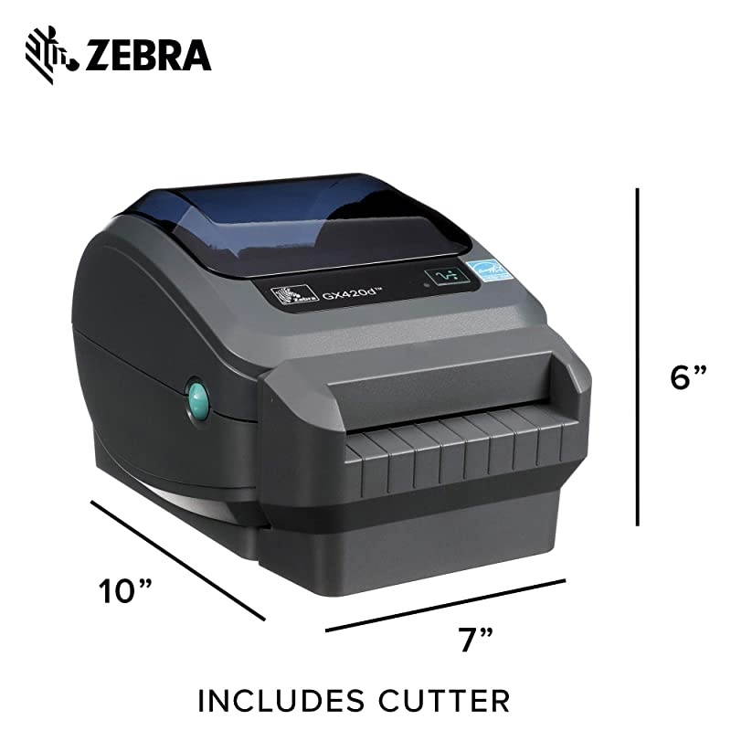 GX420d Direct Thermal Desktop Printer Print Width of 4 in USB Serial and Parallel Port Connectivity Includes Cutter GX42-202512-000