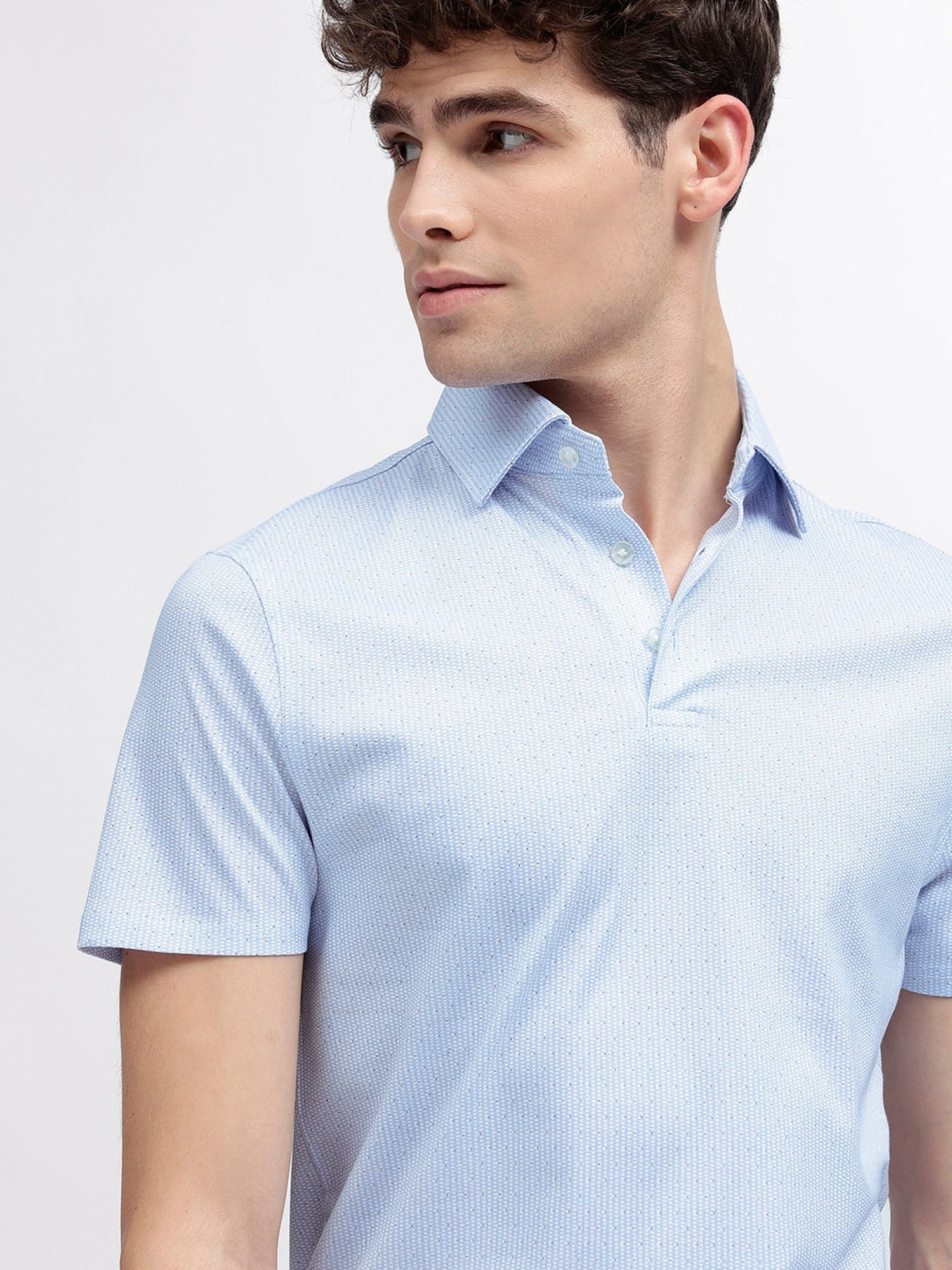 Bruun & Stengade Sky Blue Regular Fit Cotton Polo T-Shirt