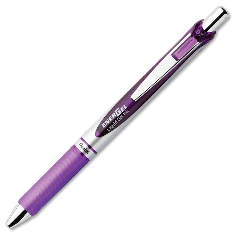 Pentel Gel Pen Retractable Metal Tip .7mm 12/BX Violet Barrel/Ink BL77VDZ