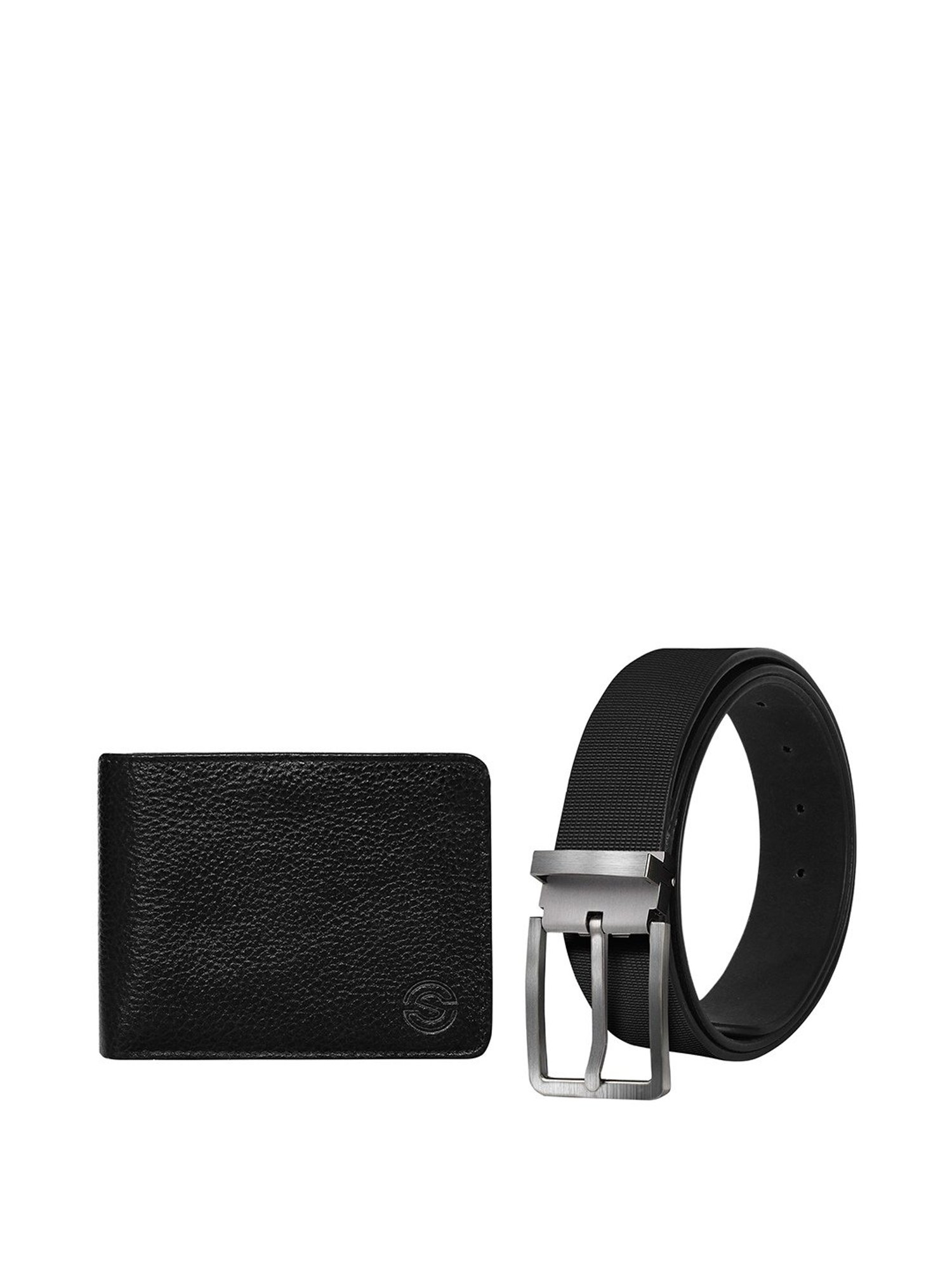 SCHARF Black Leather Waist Belt with Wallet for Men