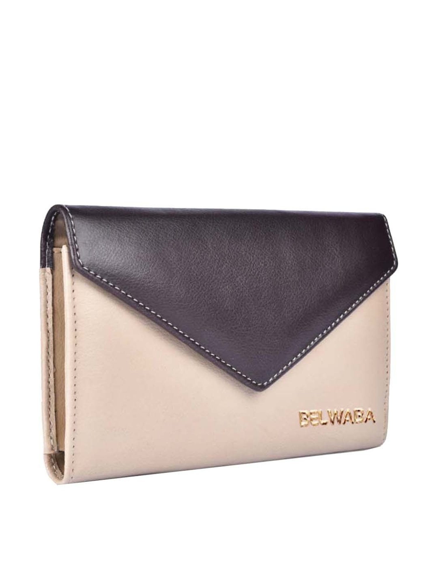 BELWABA Beige & Brown Color Block Wallet for Women