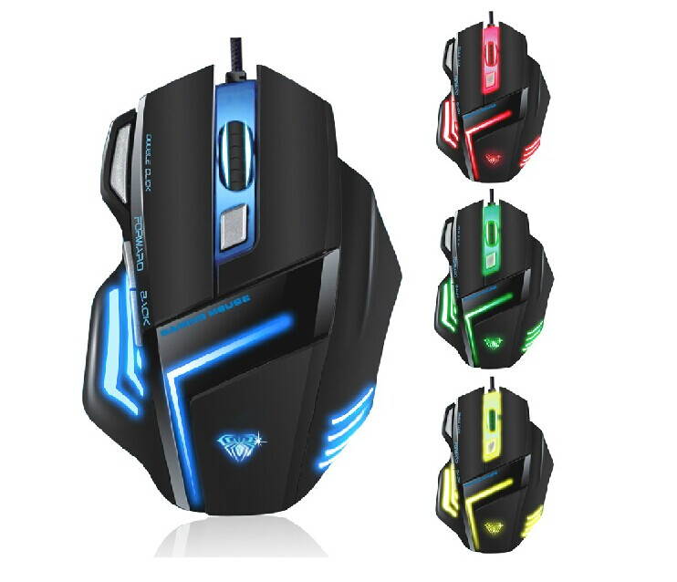 A-jazz 8D 2000DPI AULA Ghost Shark Firepower 7 Buttons USB Optical High-End Professional Gaming Mouse