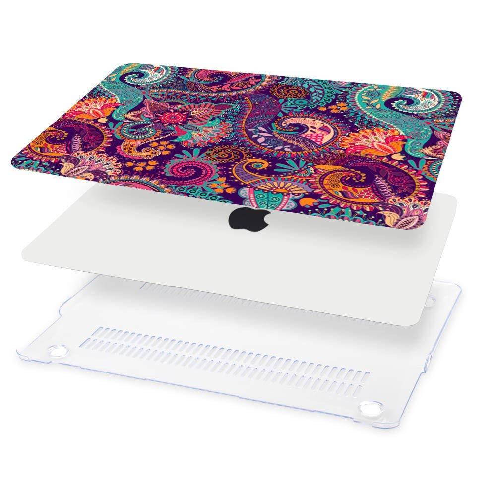 For Macbook Air 11.6" case, Hard Case with Purple Keyboard cover and Dust plug For Apple Macbook Air 11 Inch [Models:A1465/A1370],Paisley seamless