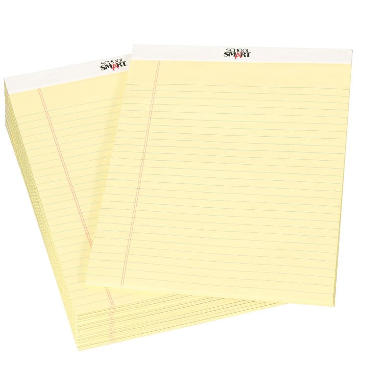 School Smart Legal Pad, 8-1/2 x 11-3/4 Inches, Canary, 50 Sheets, pk of 12