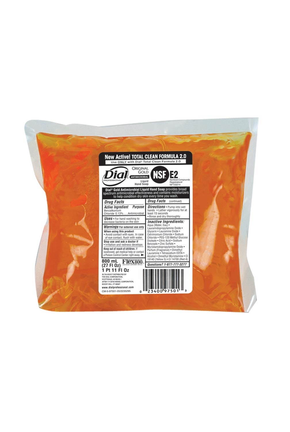 DIAL PROFESSIONAL 97501 Liquid Gold Soap Refill, Fragranced Liquid, Dispenser, 800mL Bag