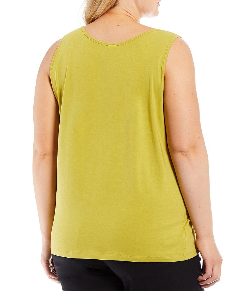 Multiples Plus Size Double Scoop Neck Sleeveless Tank Top