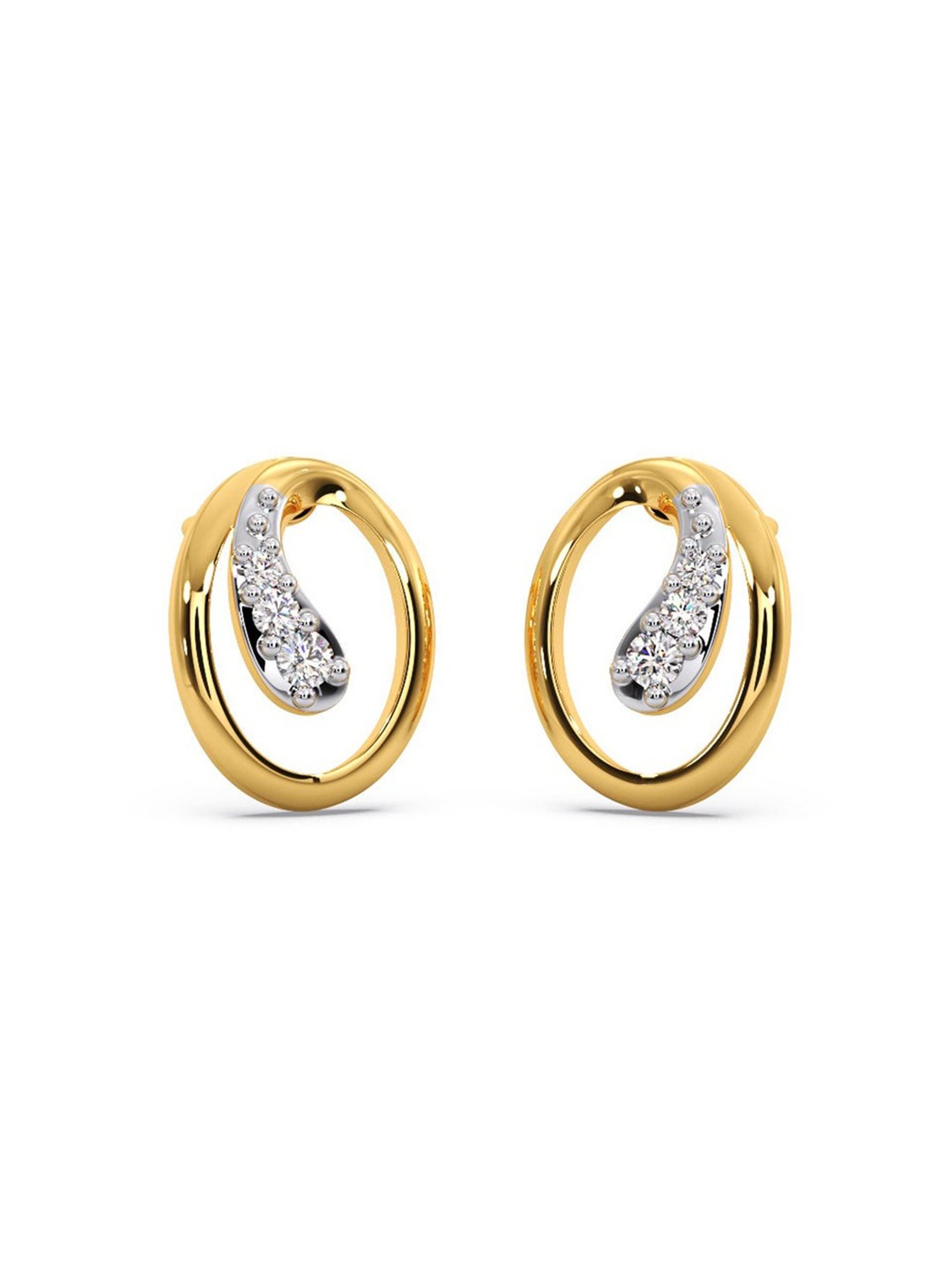 Candere by Kalyan Jewellers Stylish 18K Yellow Gold and Diamond Stud Earrings