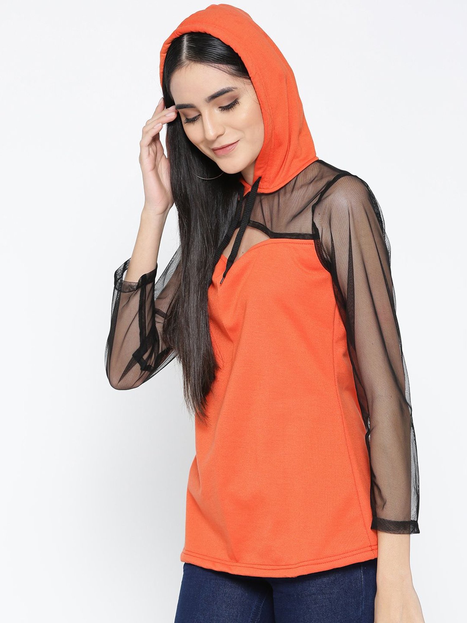 Belle Fille Orange Full Sleeves Sweatshirt
