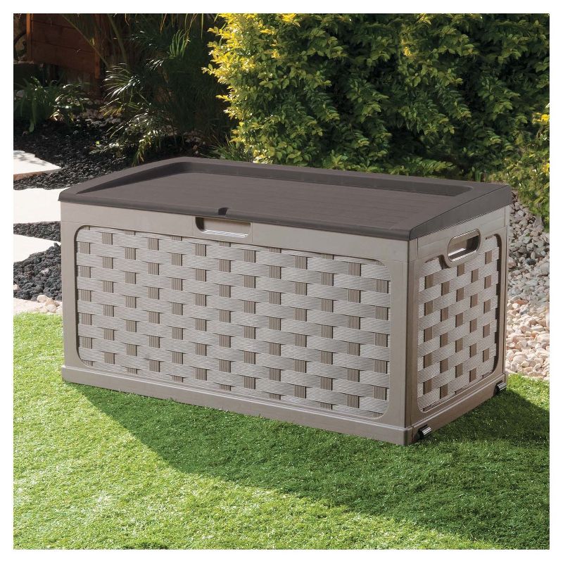 Rattan Deck Box 88 Gallon - Mocha Brown - Starplast