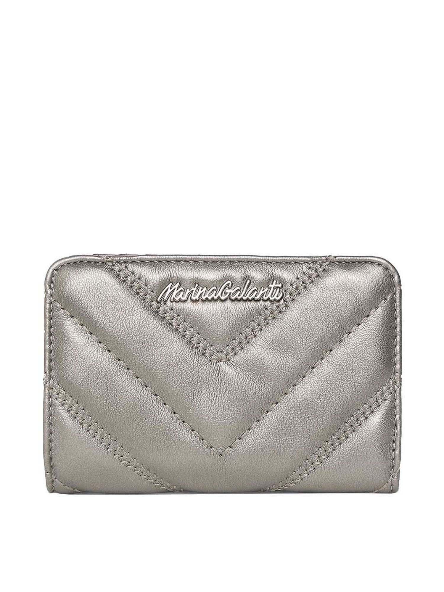 Marina Galanti Silver Textured Bi-Fold Wallet for Women