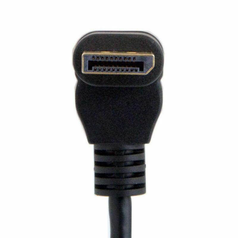 Down Angled 90 Degree DisplayPort DP Male to Female Extension Cable with Screw Mount Hole for HDTV Monitor PC Black 30cm