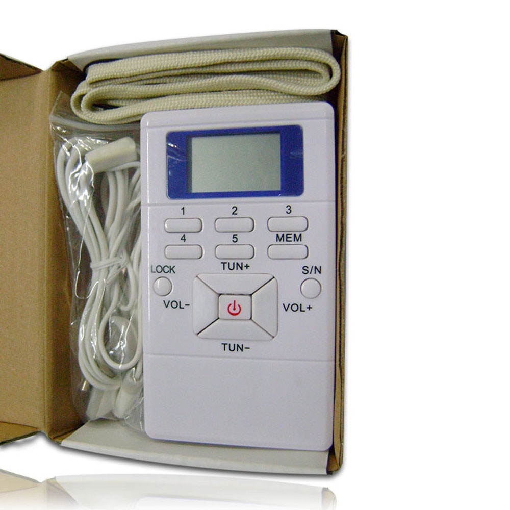 Mini Portable DSP Stereo FM Radio Digital Clock Receiver for Meeting Simultaneous Interpretation Clip-on Radio with Earphone Lanyard 1.2