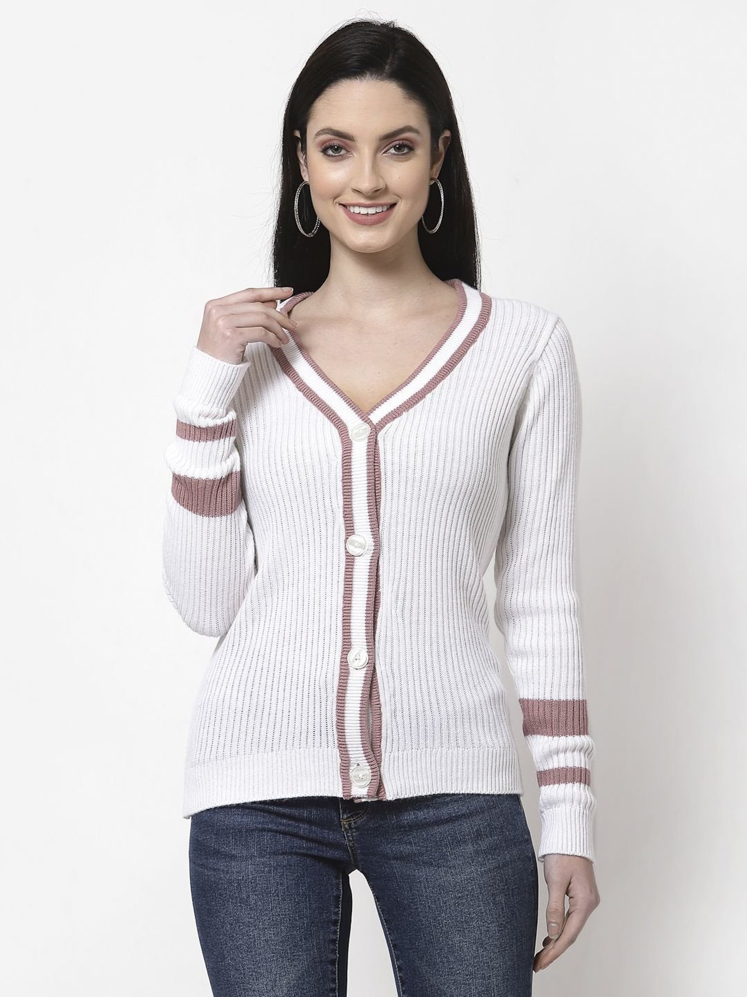 Club York White Regular Fit Cardigan