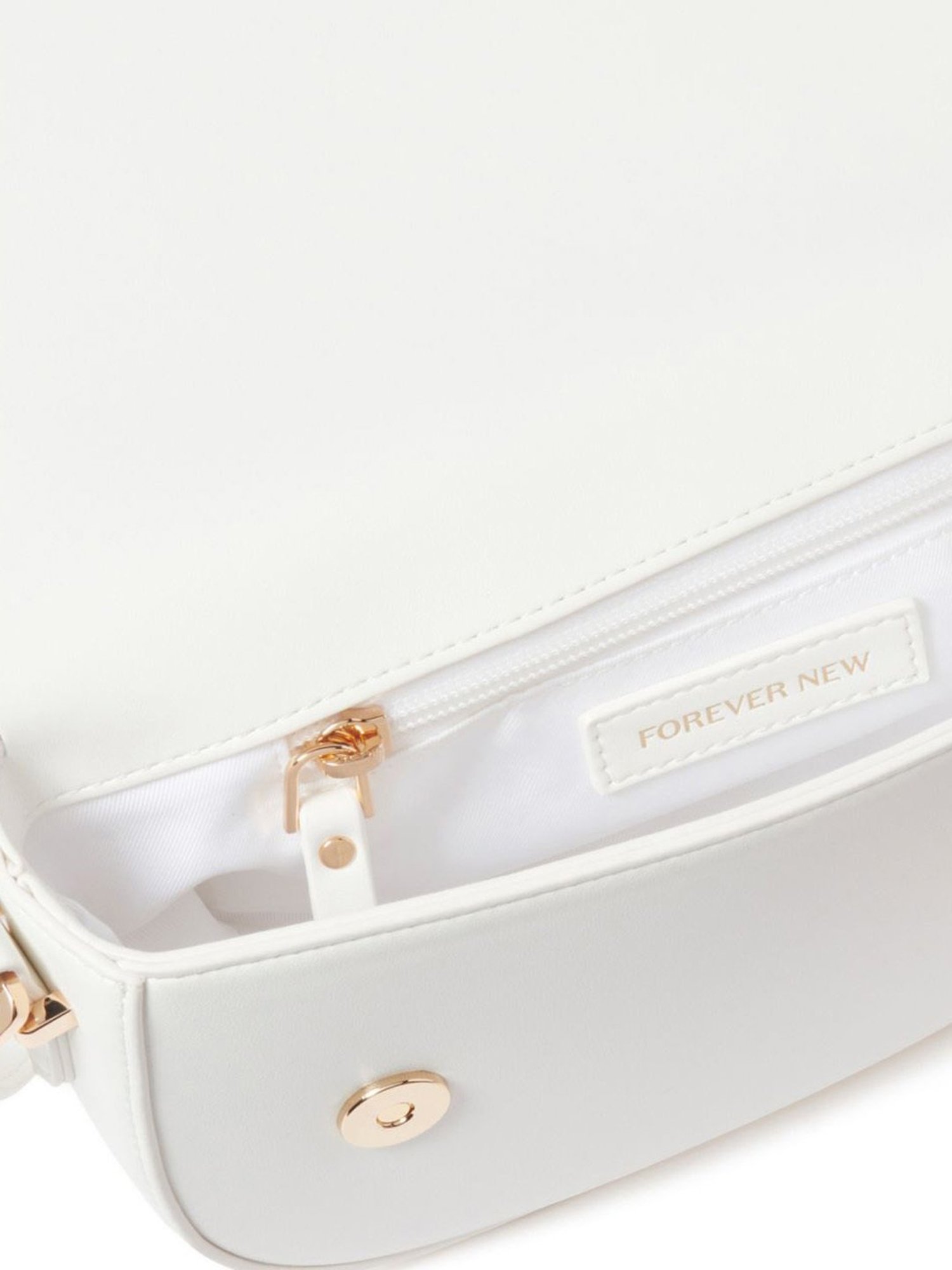 Forever New White Solid Medium Shoulder Handbag