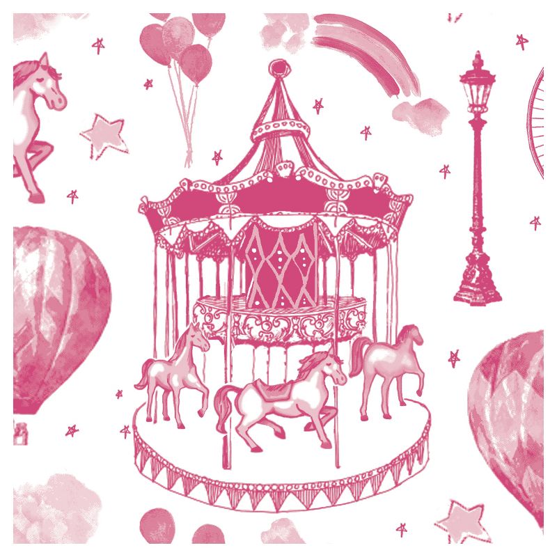 Tempaper Kids' Carnival Toile Self-Adhesive Removable Borders Wallpaper Pink