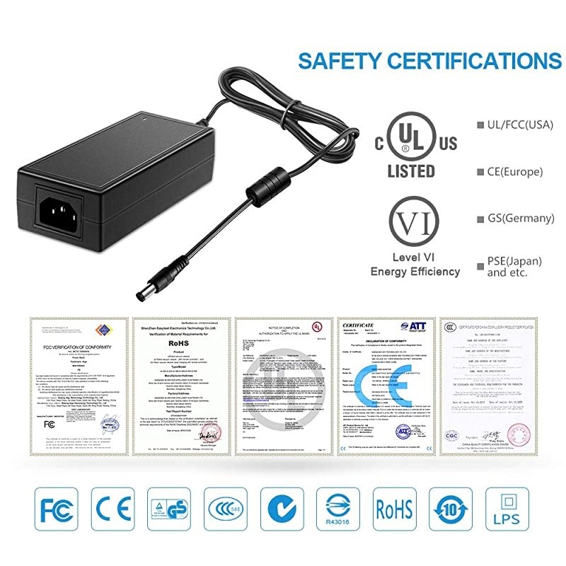 12V 5A Power Supply Adapter UL Listed AC 100~240V to DC 12 Volt 60W 5A 45A 4A 35A Converter Transformer LED Driver 55x25mm Tip for LED Strip Module Light CCTV Camera LCD Monitor