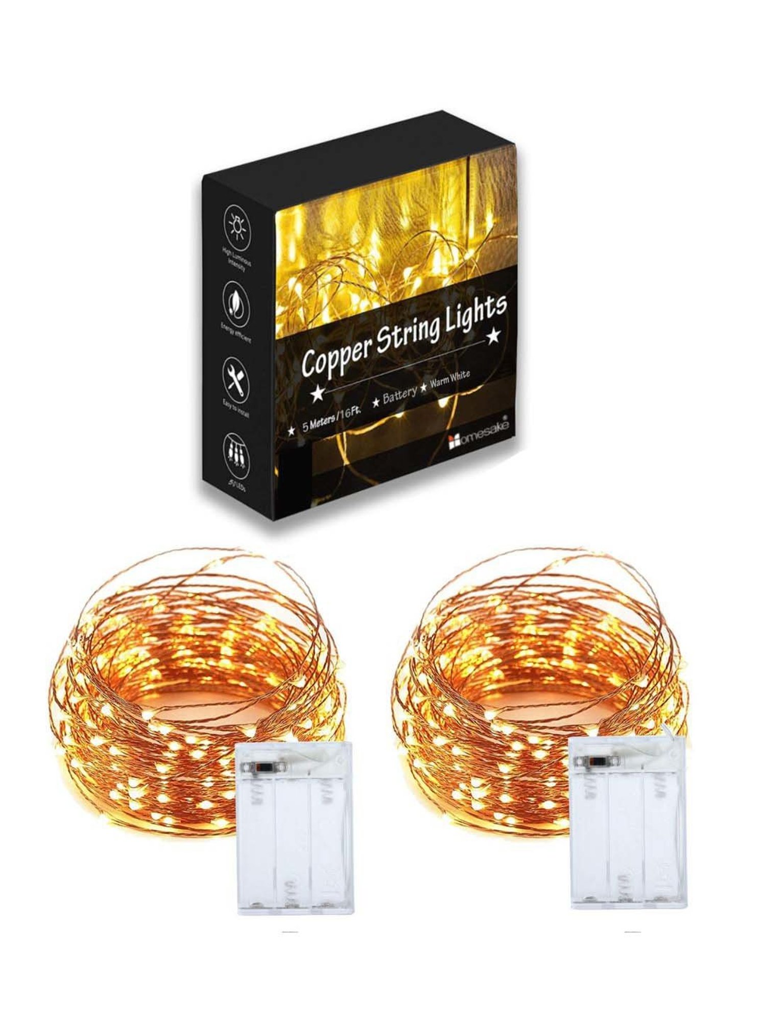 Homesake Yellow Copper 50-Led Fairy String Lights - Set of 2