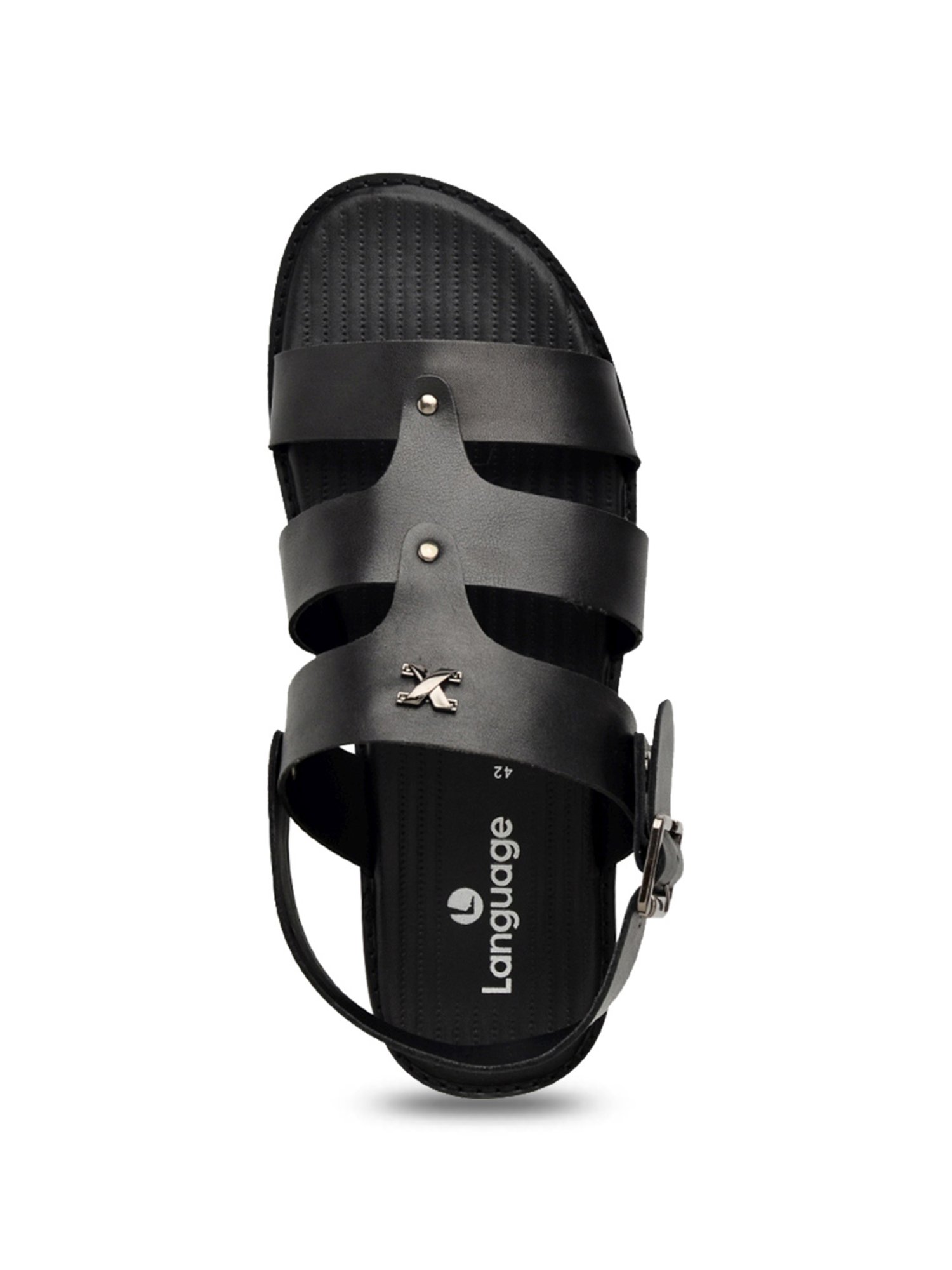 Language Shoes Men's Ethan Black Back Strap Sandals