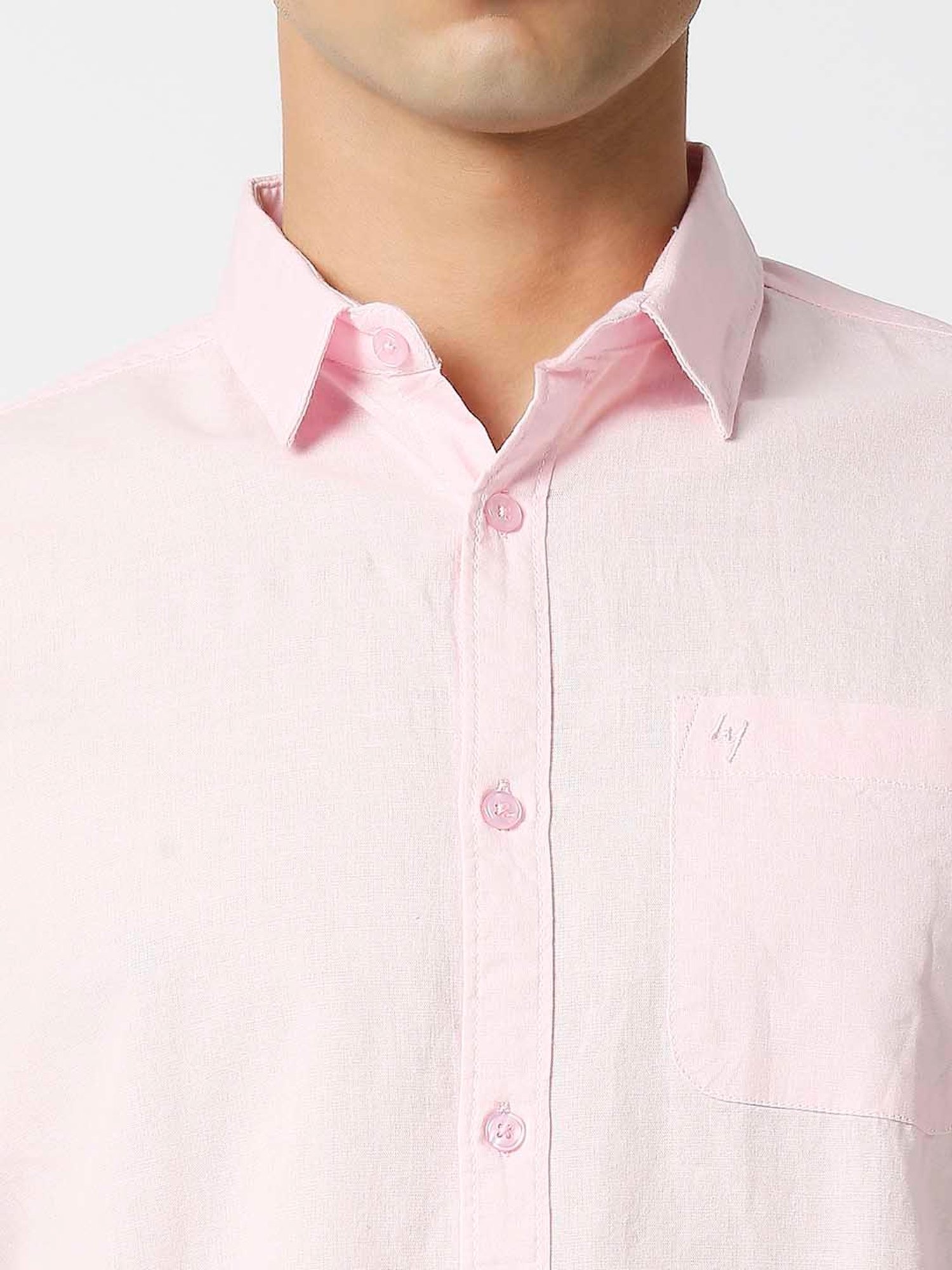 HJ HASASI Light Pink Slim Fit Cotton Shirt