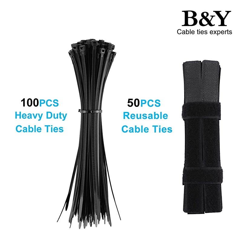 Heavy Duty Cable Zip Ties,Zip Ties,50PCS Reusable Cable Zip Ties,8 Inches Plastic Cable Zip Ties, 50 Lbs Tensile Strength,7 Inches Adjustable Cable Zip Ties,(Black)