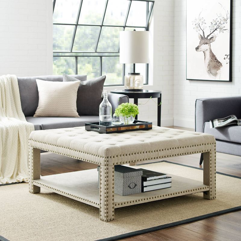 Ikiriya Nashville Solid Beige Wood Coffee Table Teak Finish
