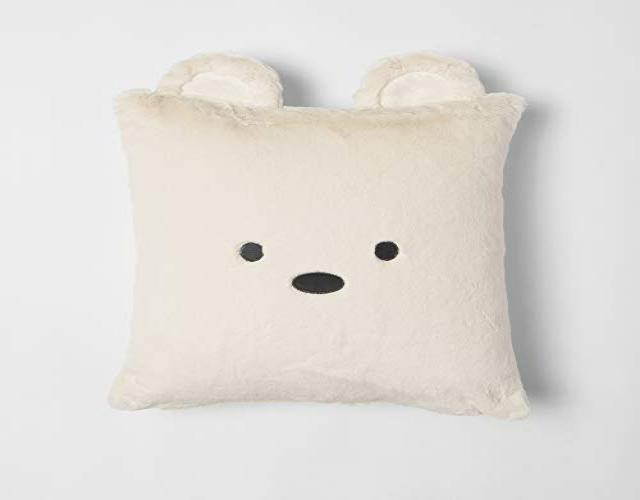 Best Home Fashion Faux Fur Animal Pillow Cover - Insert Not Included - Bear - Cream - 18"W x 18"L - (1 Pillow cover)