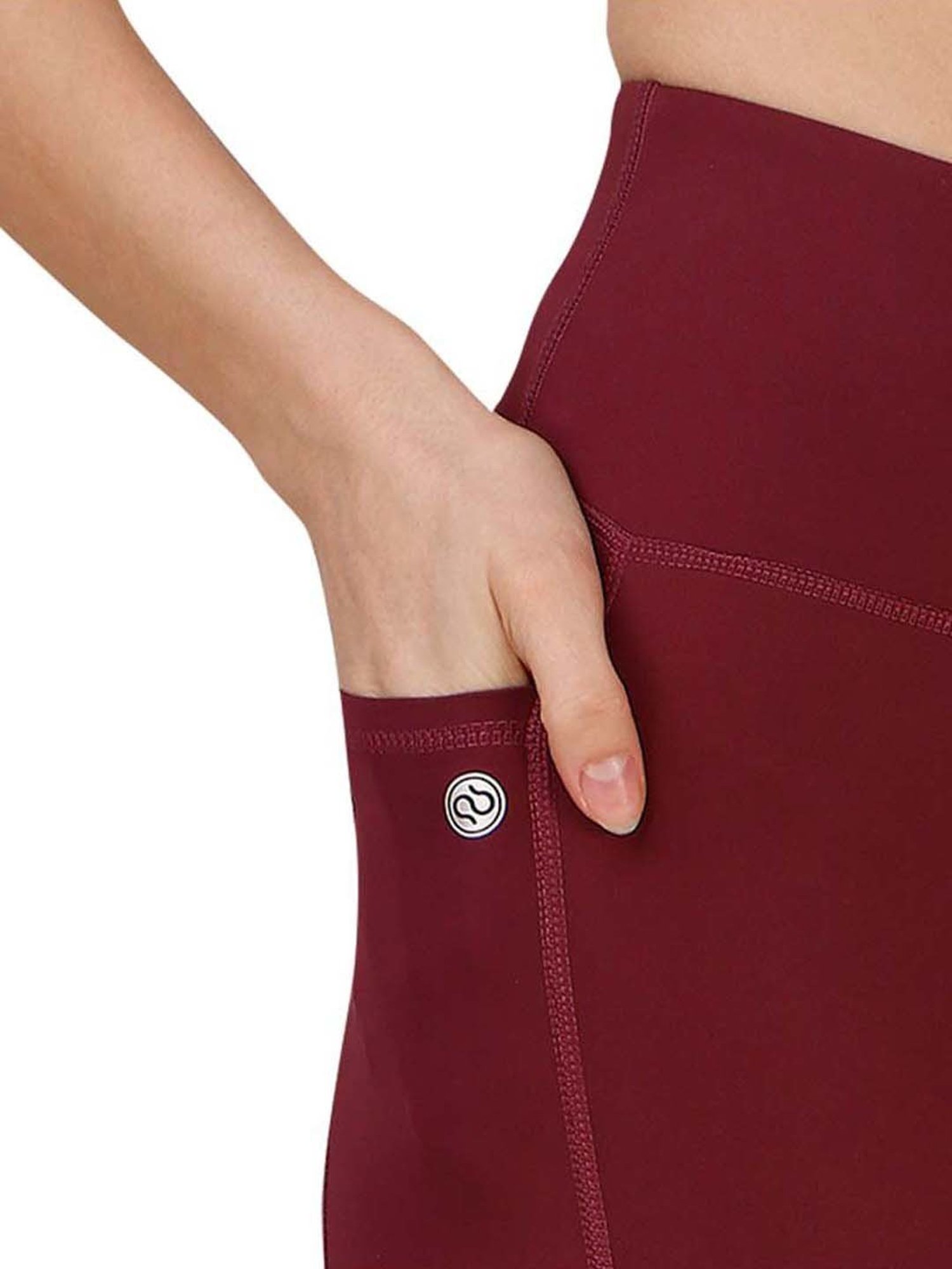 Soie Maroon Sports Crop Top Shorts Set
