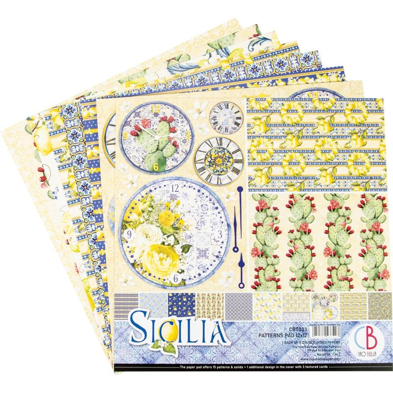 Ciao Bella Double-Sided Paper Pack 90lb 12"X12" 8/Pkg-Sicilia, 8 Designs/1 Each