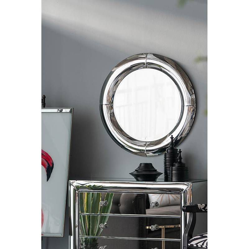 Silver Curved Wall Mirror Clear - A&B Home