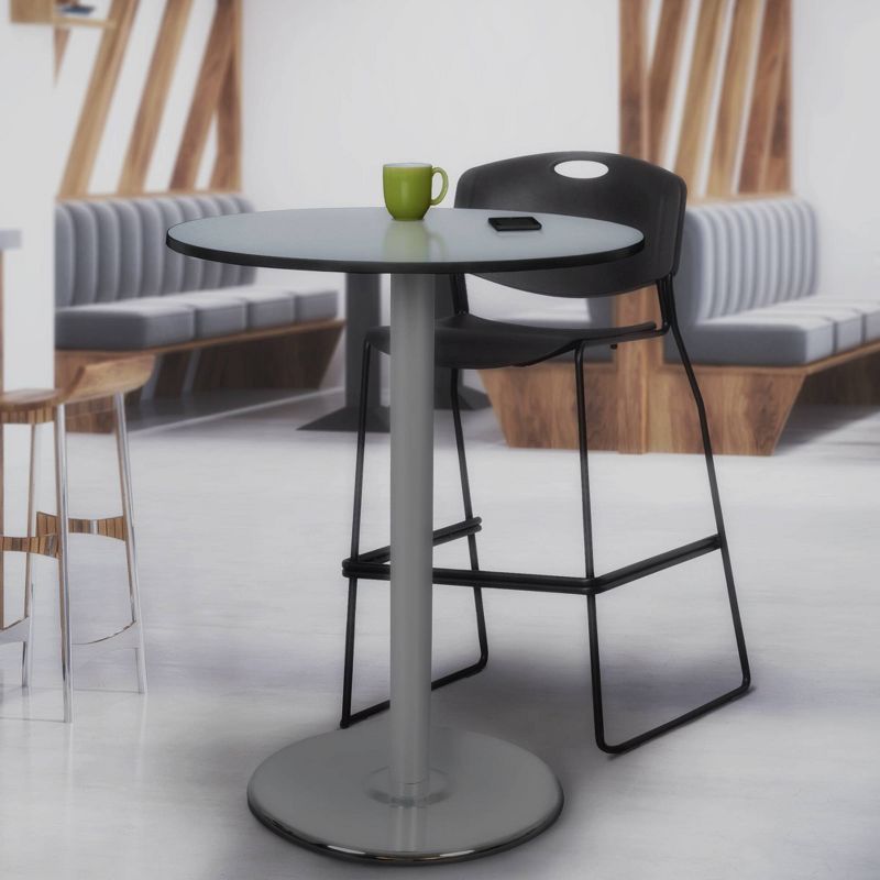 30" Via Cafe High Round Platter Base Bar Height Table Gray - Regency