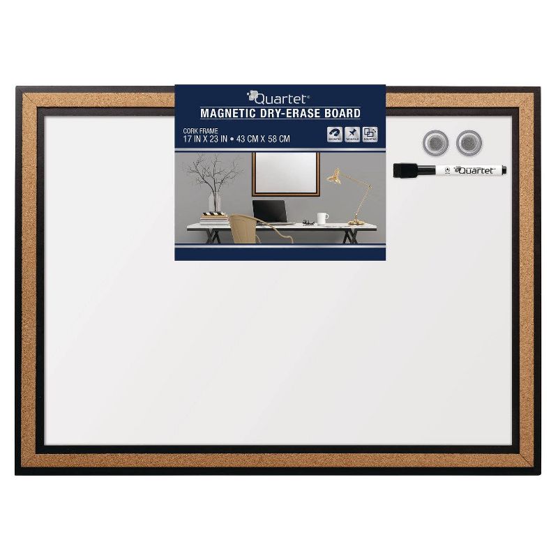 Quartet 17" x 23" Magnetic Dry Erase Board - Cork Frame