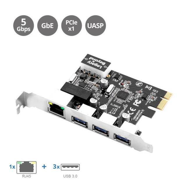 Siig Usb 3.0 3-Port Hub With Lan Pcie Host Card