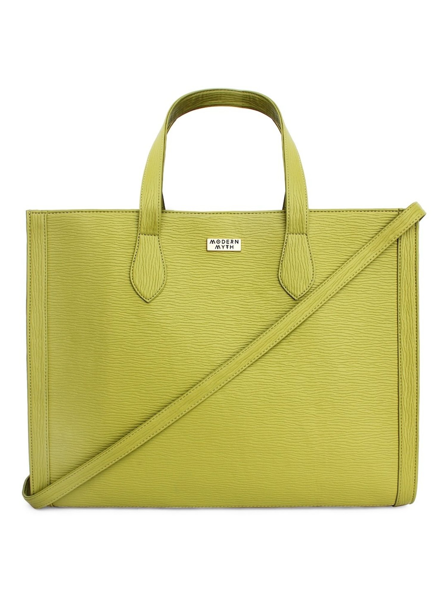 Modern Myth Cosmic Green Textured Large Tote Bag