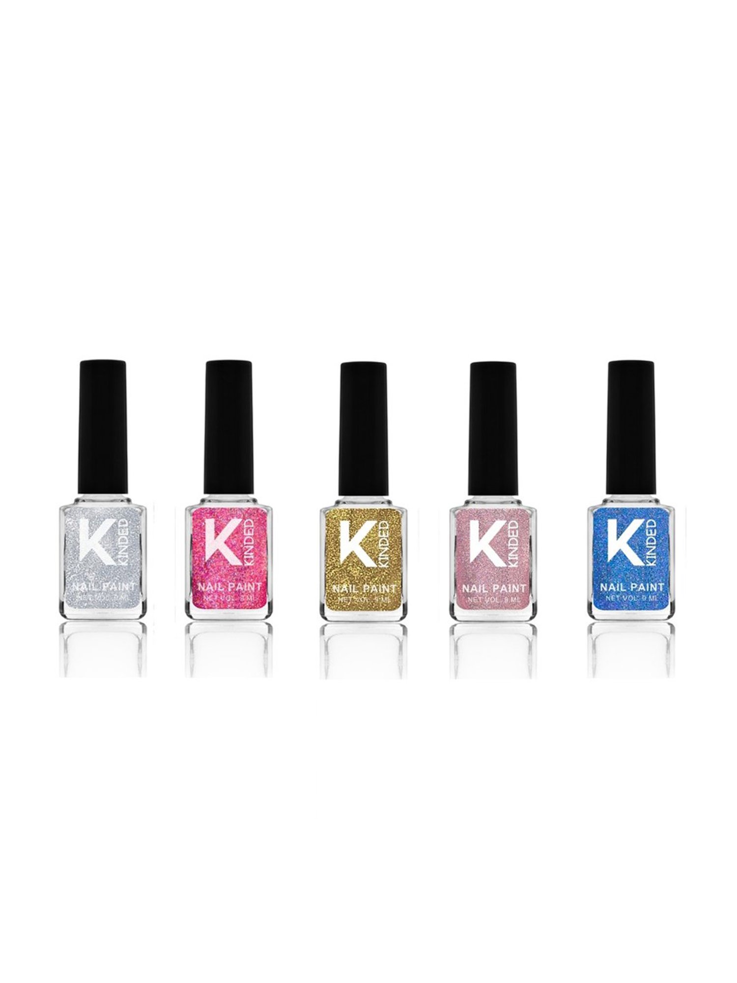 KINDED Glittery Shades Nail Paint - Pack of 5