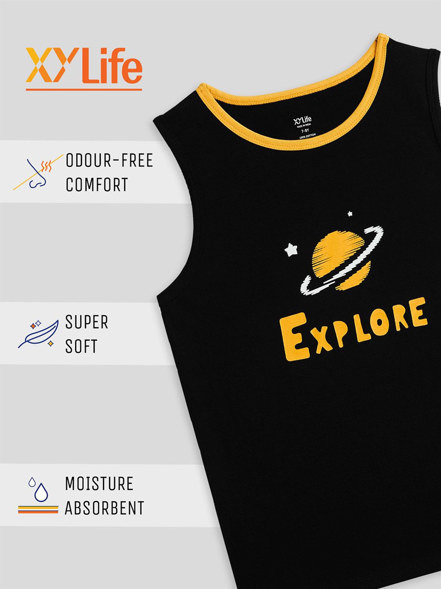 XY Life Kids Multicolor Cotton Relaxed Fit Vests (Pack of 5)