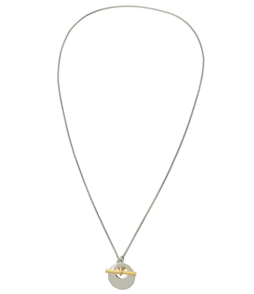 AllSaints Two Tone Coin Pendant Necklace