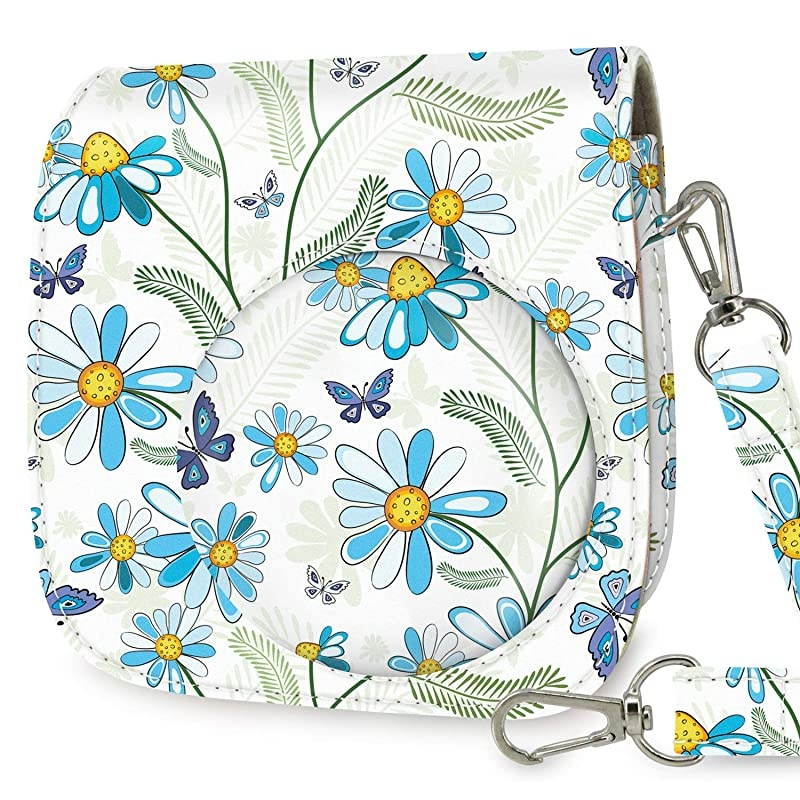 Protective Case Bag Purse Compatible with Mini 9 Mini 8 Mini 8+ Camera, Green Blue Flower