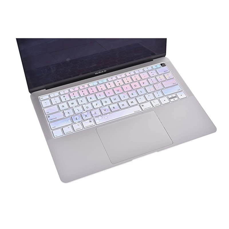 Keyboard Cover Compatible with MacBook Air 13 inch 2019 2018 Release A1932 with Retina Display Touch ID Waterproof DustProof Protective Pattern Silicone Skin Colorful Clouds