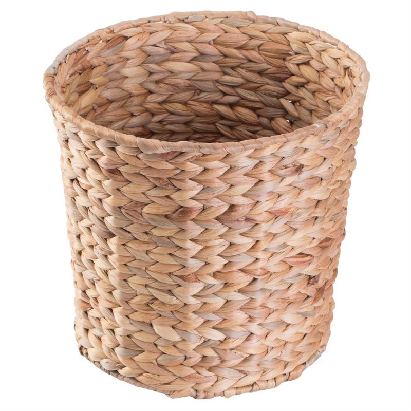 Vintiquewise Natural Water Hyacinth Round Waste Basket - For Bathrooms, Bedrooms, or Offices