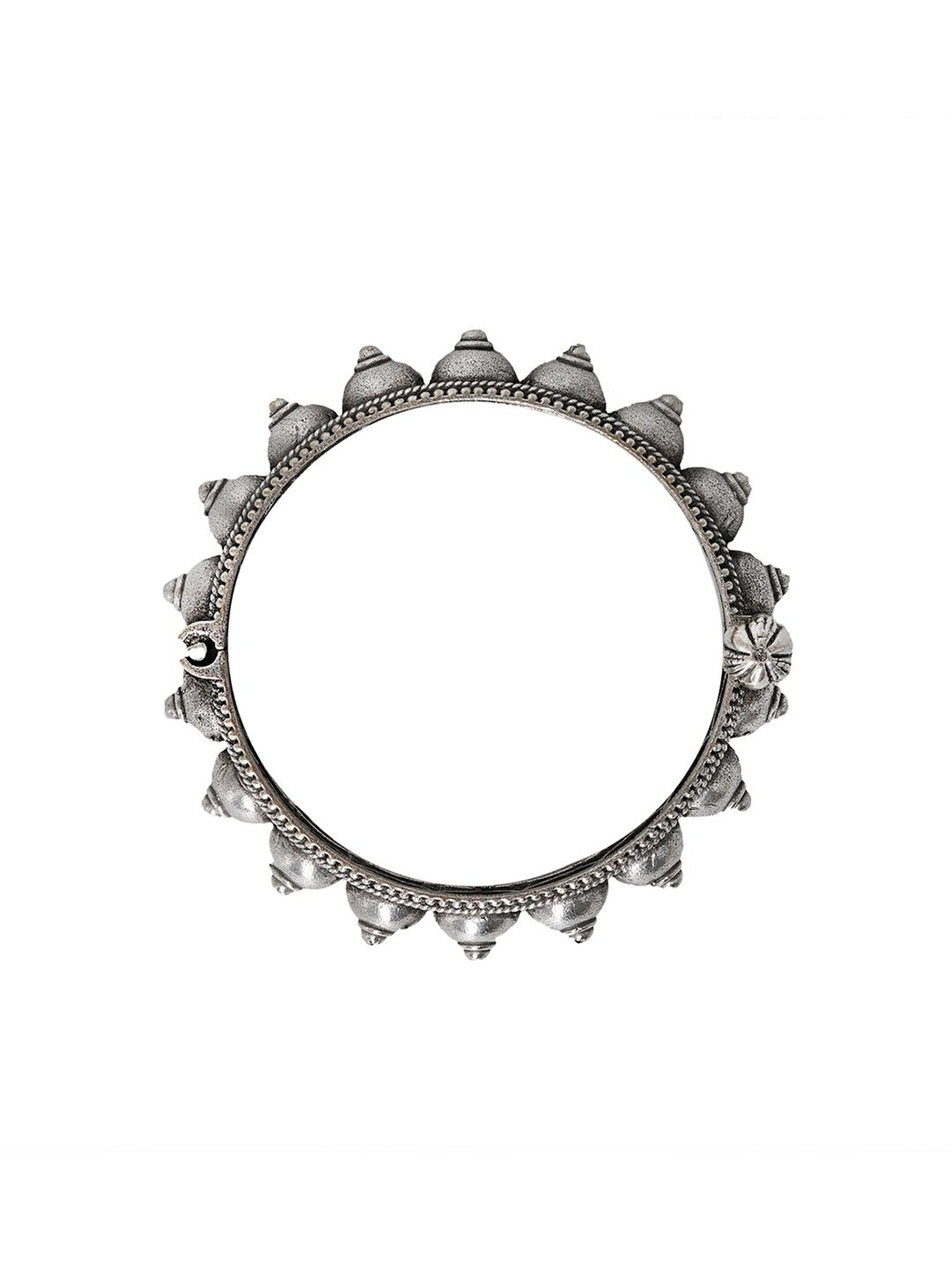 Teejh Ethnic  Sharmila Silver Oxidized Bangle for Women