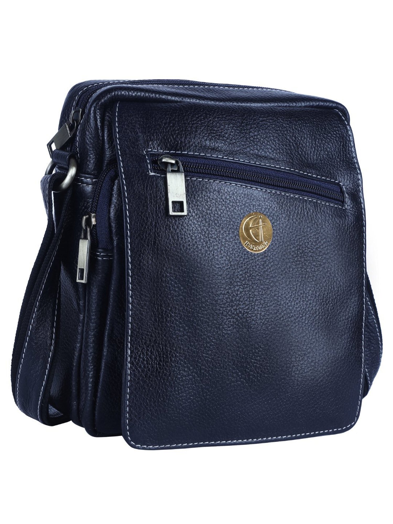 HiLEDER Pure Genuine Leather Messenger Shoulder Sling Cross Body Office Bag for Men and Women, Blue