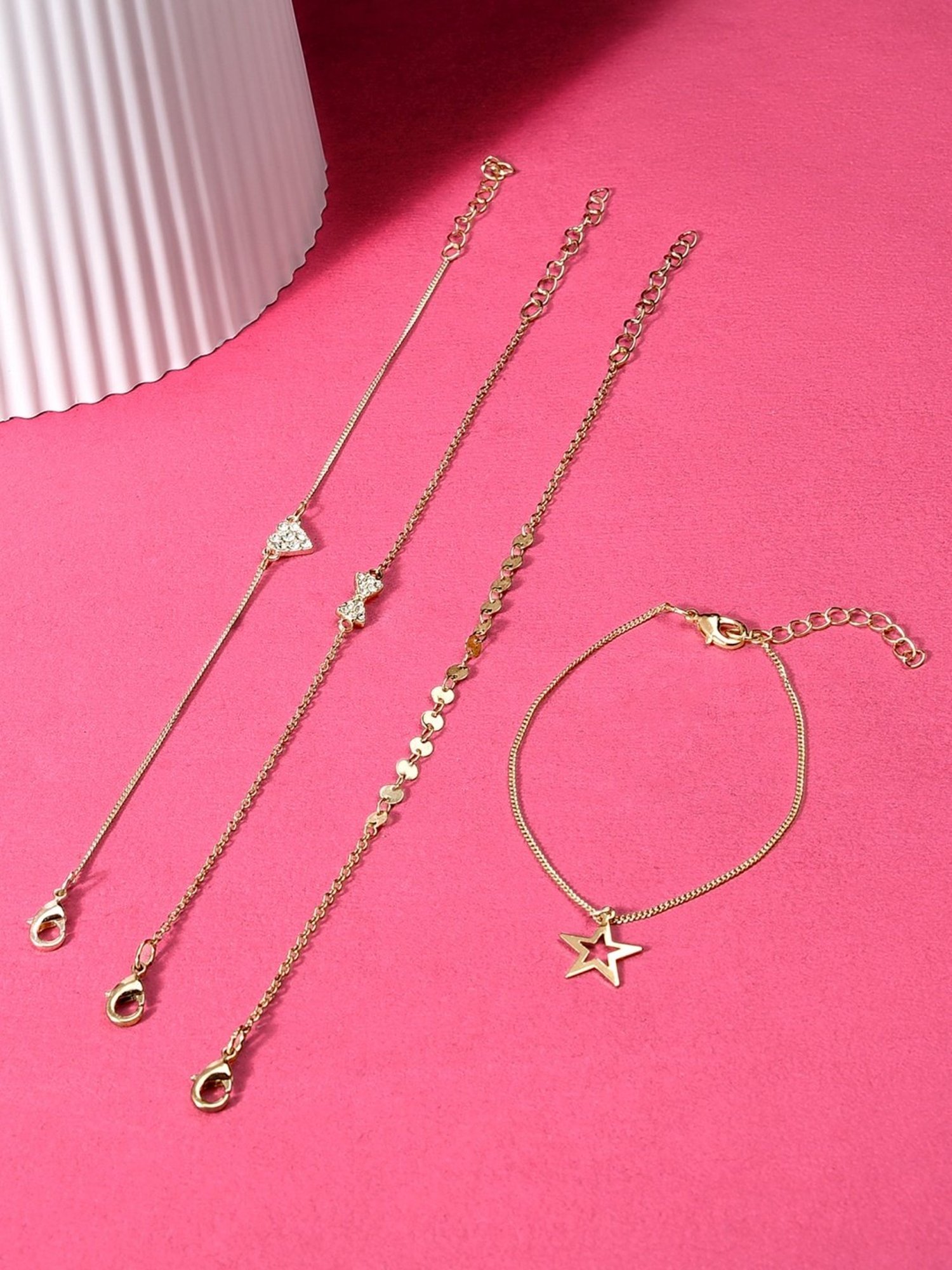 Zaveri Pearls Set Of 4 Gold & Rose Gold Contemporary Bracelets-ZPFK10543